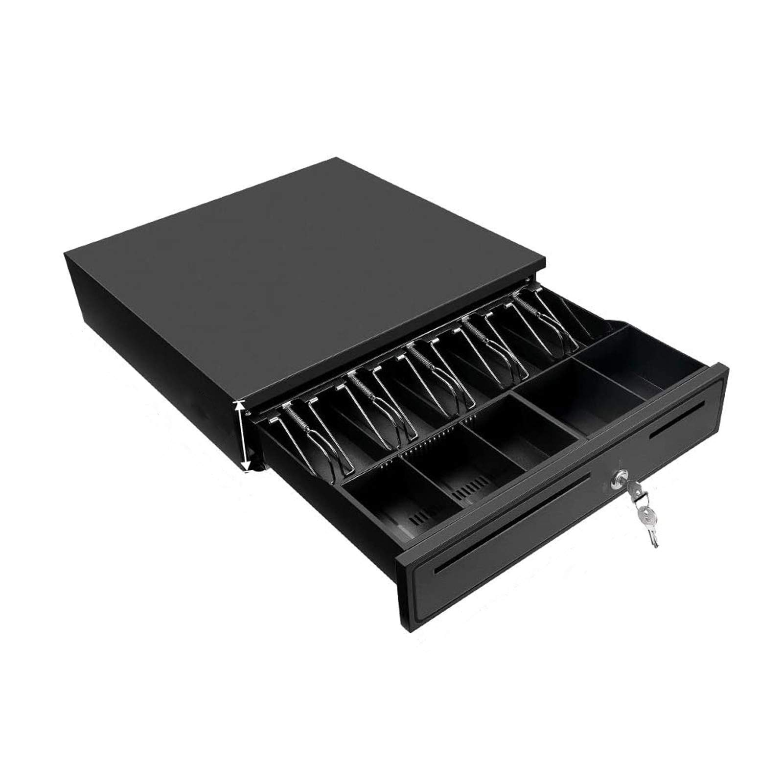 Black Cash Register Drawer, 16" Wide Cash Drawer with Removable Coin Tray, 5 Bill/5 Coin Tray, RJ11/RJ12 Interface Compatible with Epson POS Square, Cashier Register Till Tray