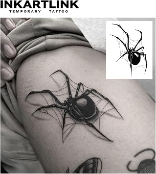 INKARTLINK Jagua Tattoo Stickers, 2-Week Tattoo, Waterproof, Set of 2, Temporary Tattoo, Long-lasting, Men's, Women's, Temporary Tattoo, Trending, Women, Men, Spider | Spider Style: waterproof body art provides a clean and realistic look for cosplay, celebrations and everyday wear