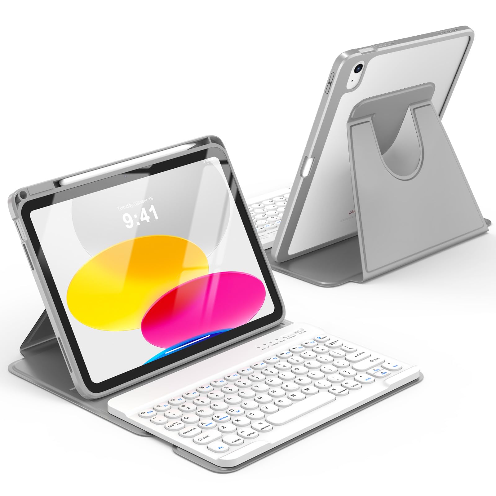 besky Keyboard Case for iPad A16 11th/10th Gen 11/10.9 Inch, 360° Rotatable
