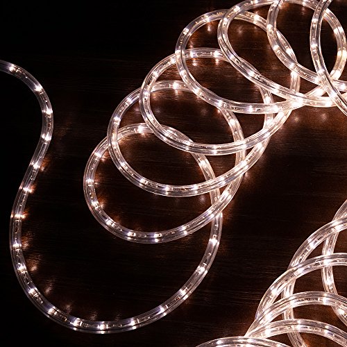 West Ivory 3/8” 10Ft Warm White Led Rope Lights, Connectable Outdoor Permanent Waterproof Accent Exterior Lighting, Transparent Pvc Case, Etl Certified, Holiday, Backyard Patio, Home Garden, Decor #TOP4