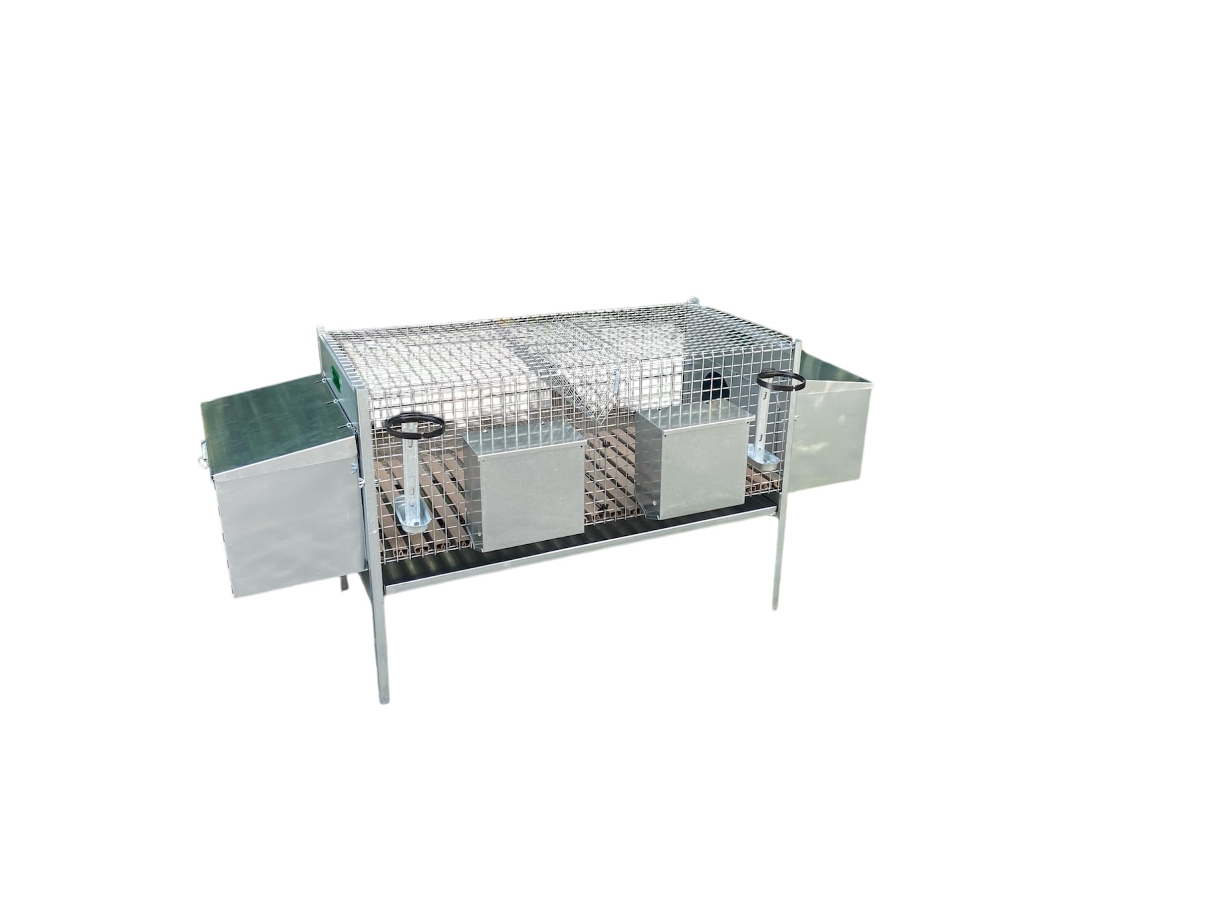 Gabbia Conigli Fattrici K13. Conigliera con 2 Scomparti Sovrapponibile. Cm 154 x 53 x H 70