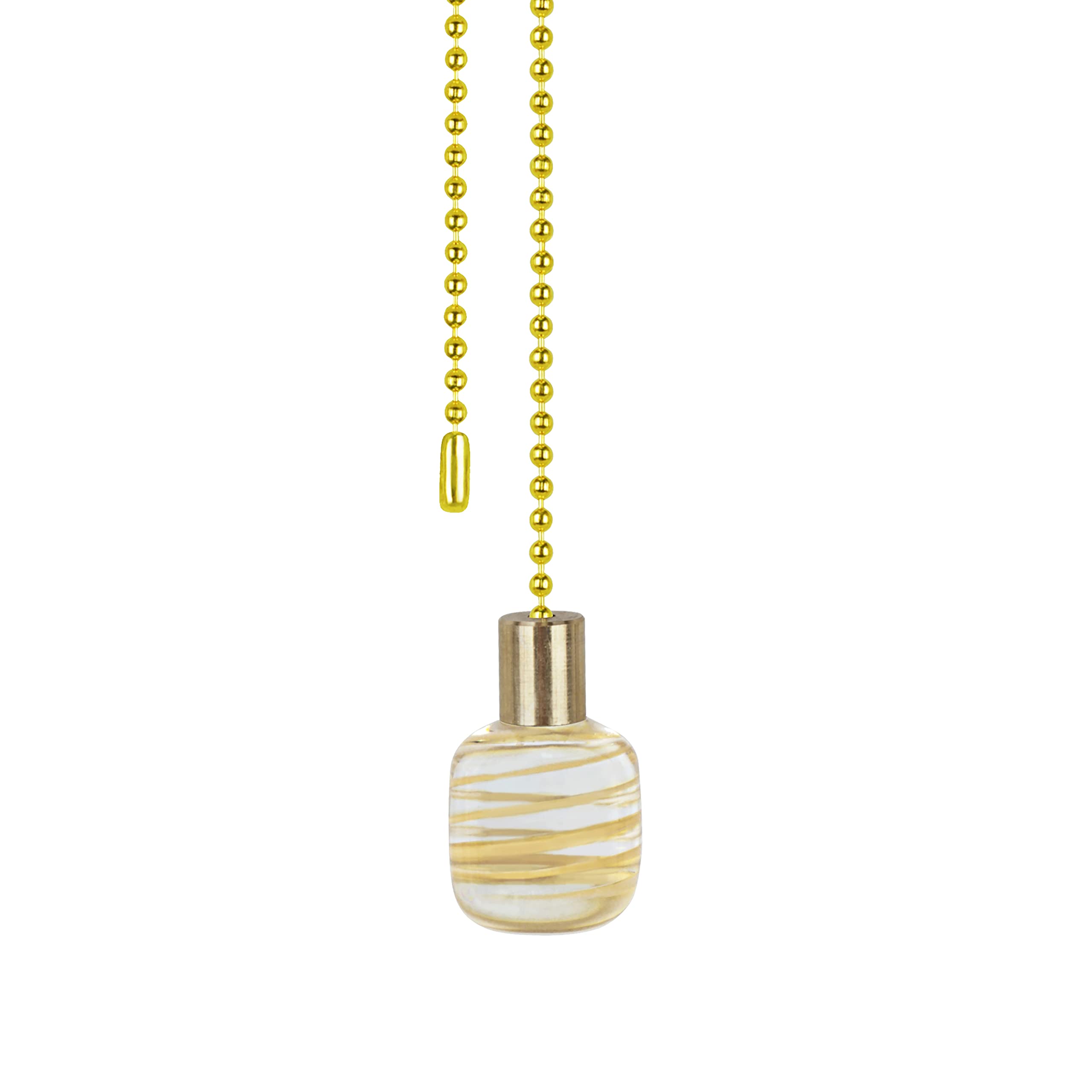 Aspen Creative 20507-21, 12" Clear with Yellow Line Glass Knob with Pull Chain in Copper (1 Pack)