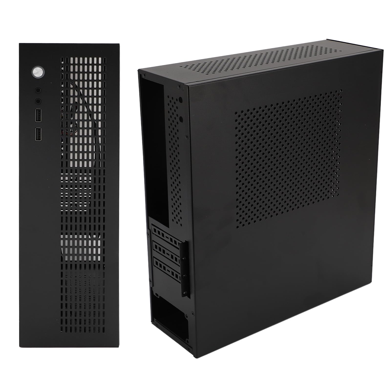 Ausla Obudowa MATX ITX Mini PC, materiał Stalowy, Dwa Wentylatory Chłodzące, Obsługa Dysków SSD HDD, Konstrukcja Komputera do Gier dla Płyt Głównych MATX ITX