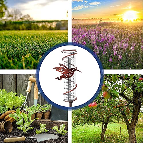 Nanadaya Rain Gauge Outdoor-7" Capacity Upgrade Glass Rain Gauge With Stake-Freeze-Proof Outdoor Hummingbird Rain Gauge-Perfect Garden, Patio, And Lawn Decoration #TOP5