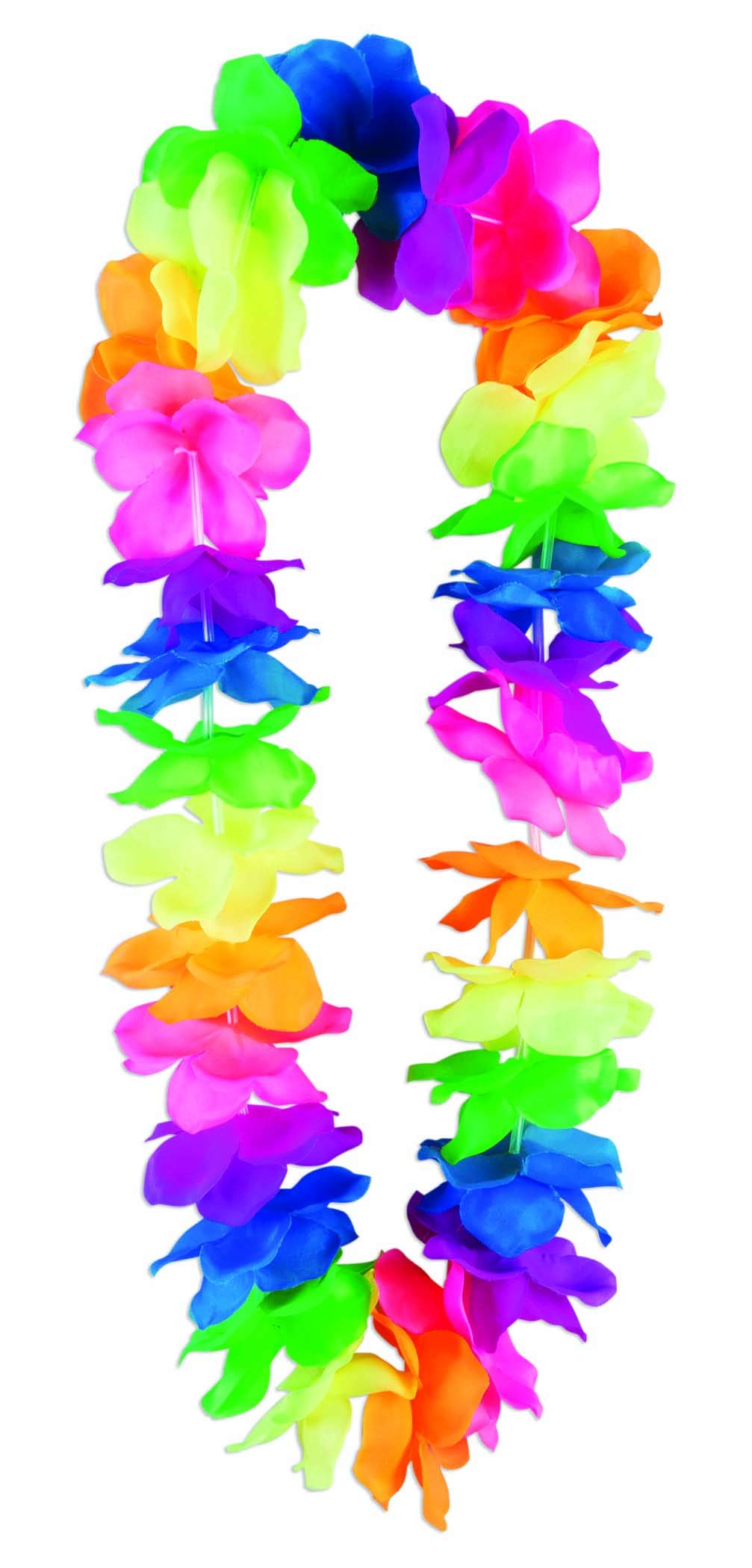 Forum Novelties X80100 Lei Fluorescent Multi Colour Large Petals, Men, Women Halloween