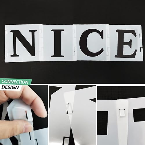 Miniatura 5 de Plantillas de letras de 4 pulgadas, 36 plantillas de manualidades del alfabeto, plantillas de números de plástico reutilizables, plantillas de