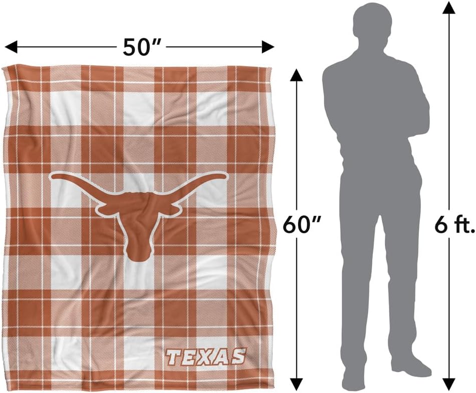 LOGOVISION The University of Texas at Austin Campus Plaid Spirit Silky Touch Super Soft Throw Blanket 50"x60"