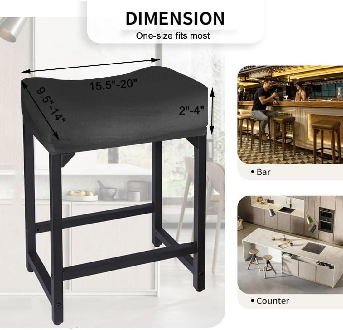 Levoberg Bar Stool Cover Rectangle Velvet Stretch Counter Height Barstool Slipcovers Rectangular Kitchen Counter Saddle Stool Cover Vanity Stool Cover for Wooden Metal Bench 4 Pack