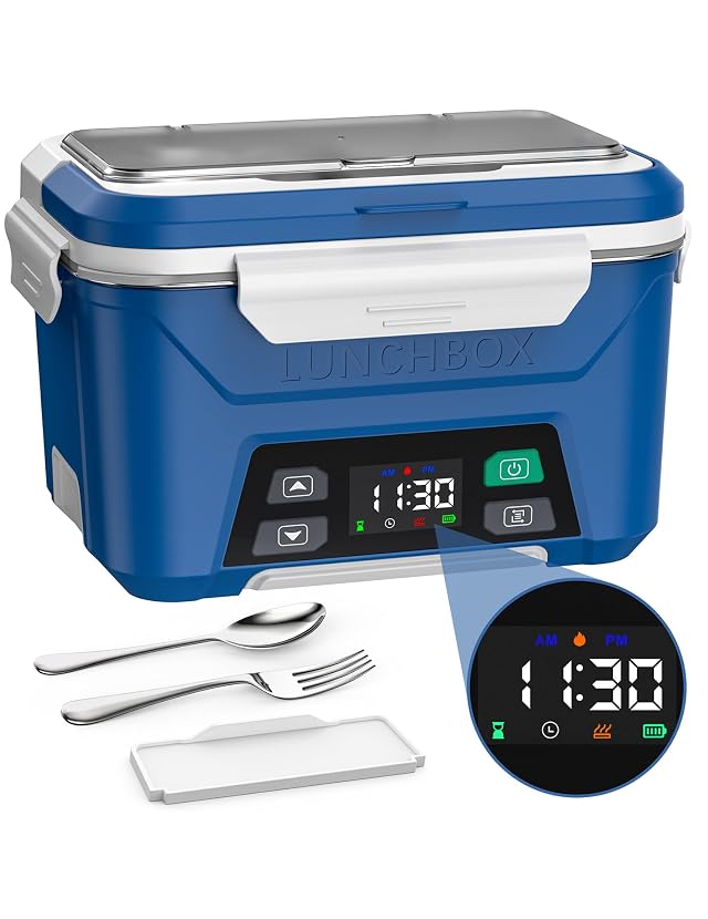 EAST OAK Cordless Electric Lunch Box for Adults Heated Lunch Box Battery Powered with Automatic Heating 5 5