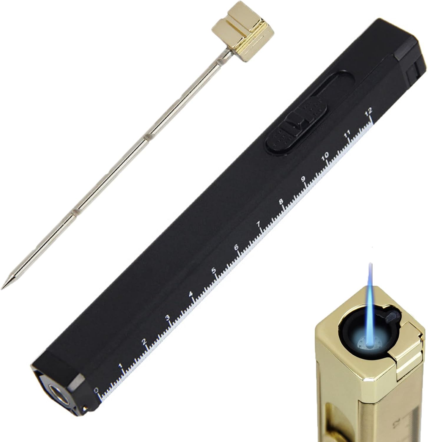 3 in 1 Cigar Lighter Cigar Needle Cutter with Cigar Draw Enhancer Tool Cigar Multitool Cigar Punch Rust-Proof Gift