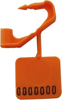 ELC PRATIK Padlock Seals 092H02PPOR One-Hand Pinch Seal with Hot-Stamped Numbers, in Polypropylene, Orange Color, 1" Length,0.25" Thick (Pack of 250)