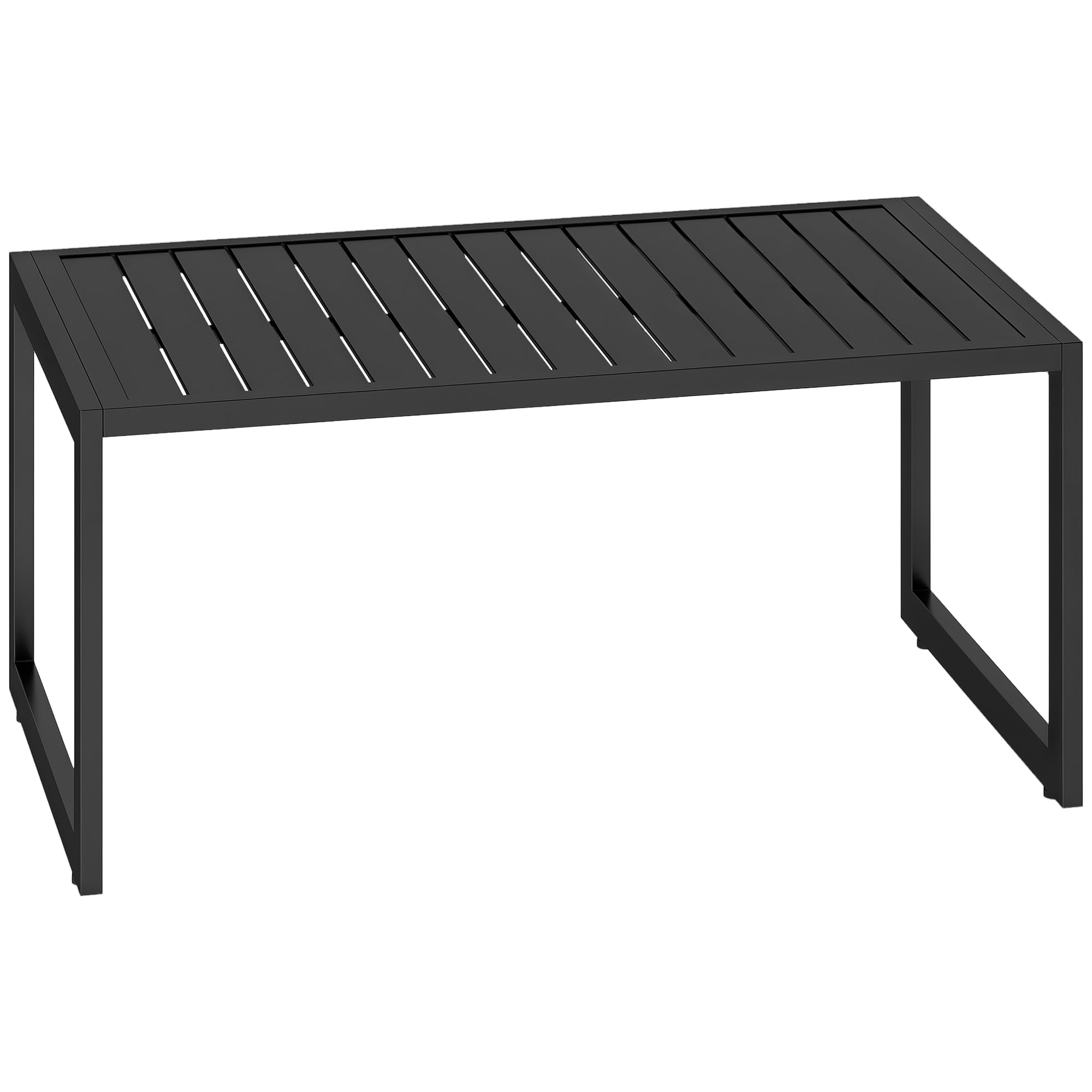 Outsunny Stolik pomocniczy z lamelami, stół balkonowy z aluminium, stolik kawowy, odporny na warunki atmosferyczne, łatwy w pielęgnacji, na balkon, do ogrodu, na taras, 90 x 50 x 42 cm, czarny