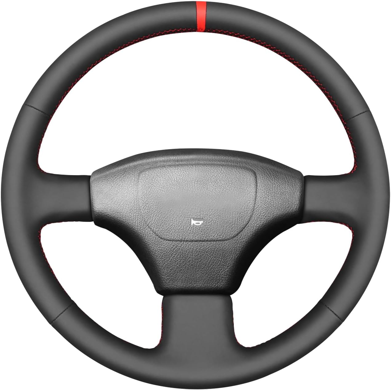 MEWANT Hand Stitch Black Smooth Faux Leather Steering Wheel Cover Wrap for Toyota Land Cruiser 80 Series 1990-1997