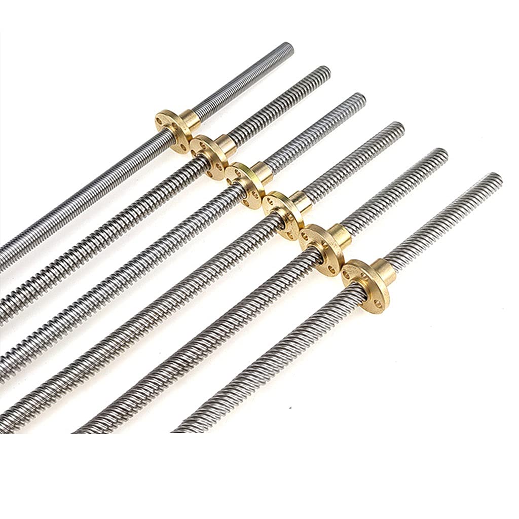 Trapezförmige Gewindespindel, 3D-Druckerteile, T8-Gewindespindel, Länge 800 mm, 1000 mm, 1200 mm, Steigung 1 mm, 2 4 8 10 12 14 mm, T-Schraube mit Messingmutter, 1 Stück(Lead 8mm,1200mm)