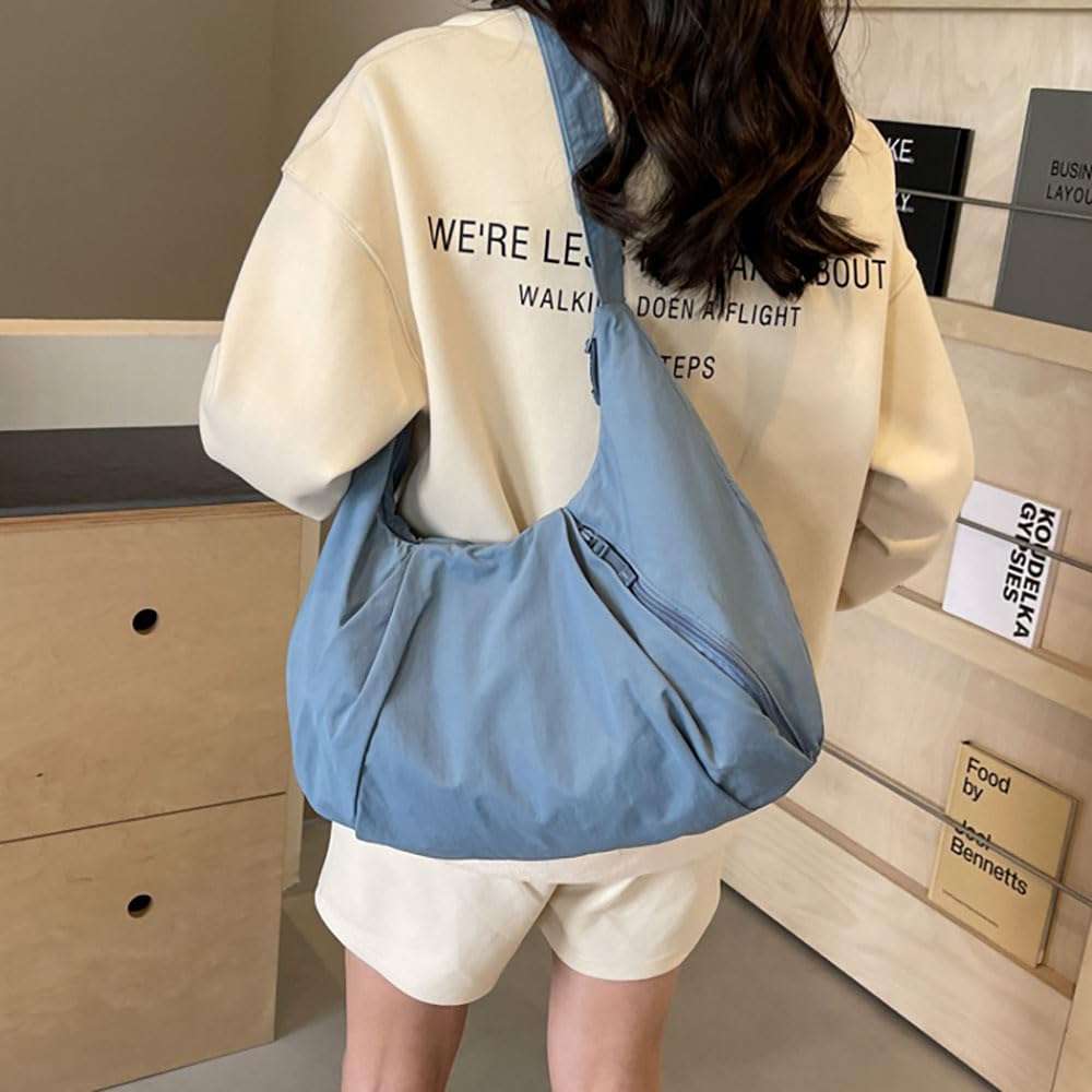 Croissant-Tasche, große, modische, wasserdichte Nylon-Umhängetasche für Damen, halbmondförmig, Verstellbarer Riemen