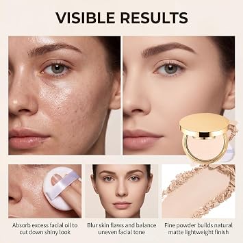 Ivory Waterproof&Dustproof Matte Pressed Powder,Finishing Powder for Skin