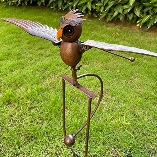 UNIQ GHUDS Wind Spinners for Yard and Garden Rocking Owl Decorations, Outdoor Metal Windmills Decor Art, Lawn Ornaments Wind Sculptures & Spinners, Garden Stakes Decorative Kinetic Sculptures