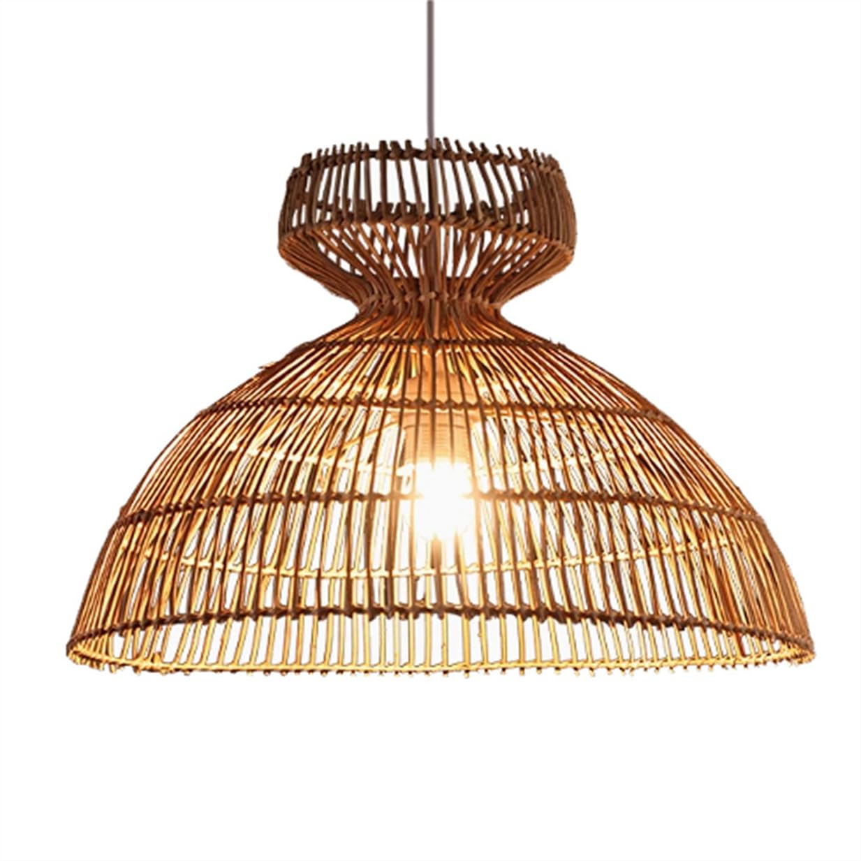 LQZCXMF Vintage Farmhouse Chandelier Tropical Coastal Pendant Lighting Fixtures 1-Lights Hand-Woven Wicker Metal Dome Chandeliers for Kitchen, Living Room, Entryway, Bedroom - E26 Socket