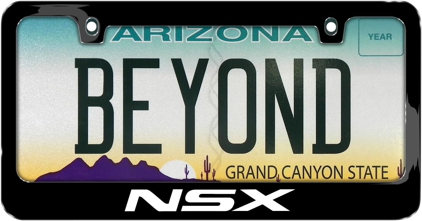 iPick Image for Acura NSX Logo in UV LED Printed on Black Metal License Plate Frame