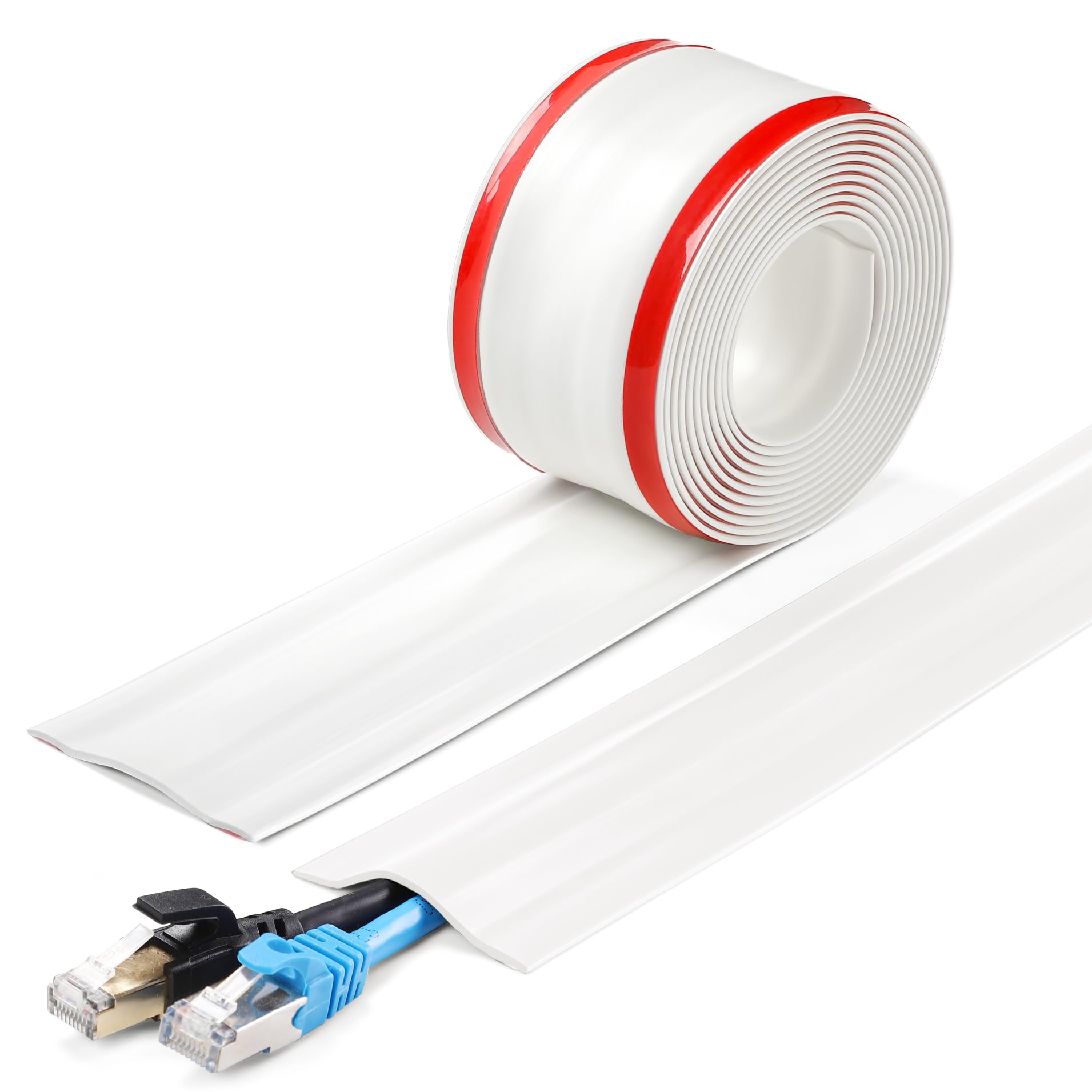 ZhiYo 23ft Cord Cover for Wires on Floors or Walls, 2.2in Wide, White
