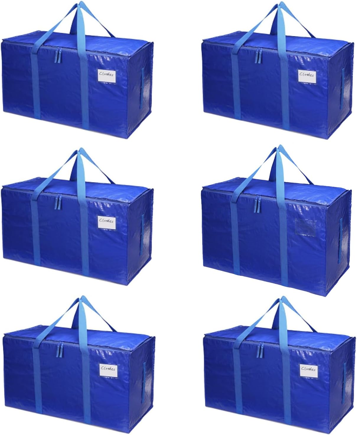 Moving Bags 6 Units, Large Capacity for Clothes and Duvets, Heavy Duty Waterproof Storage Bags with Zipper, Space Saving for Moving and Travel, 69 x 27 x 45 cm