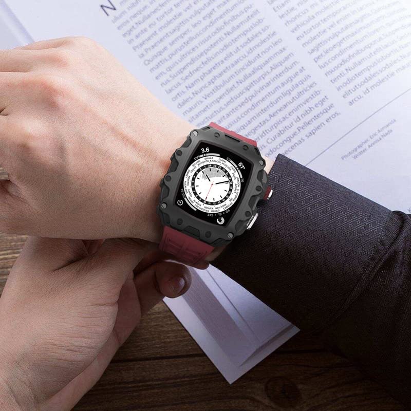 Kit modification Apple Watch: boîtier métal luxe et bracelet caoutchouc - 6