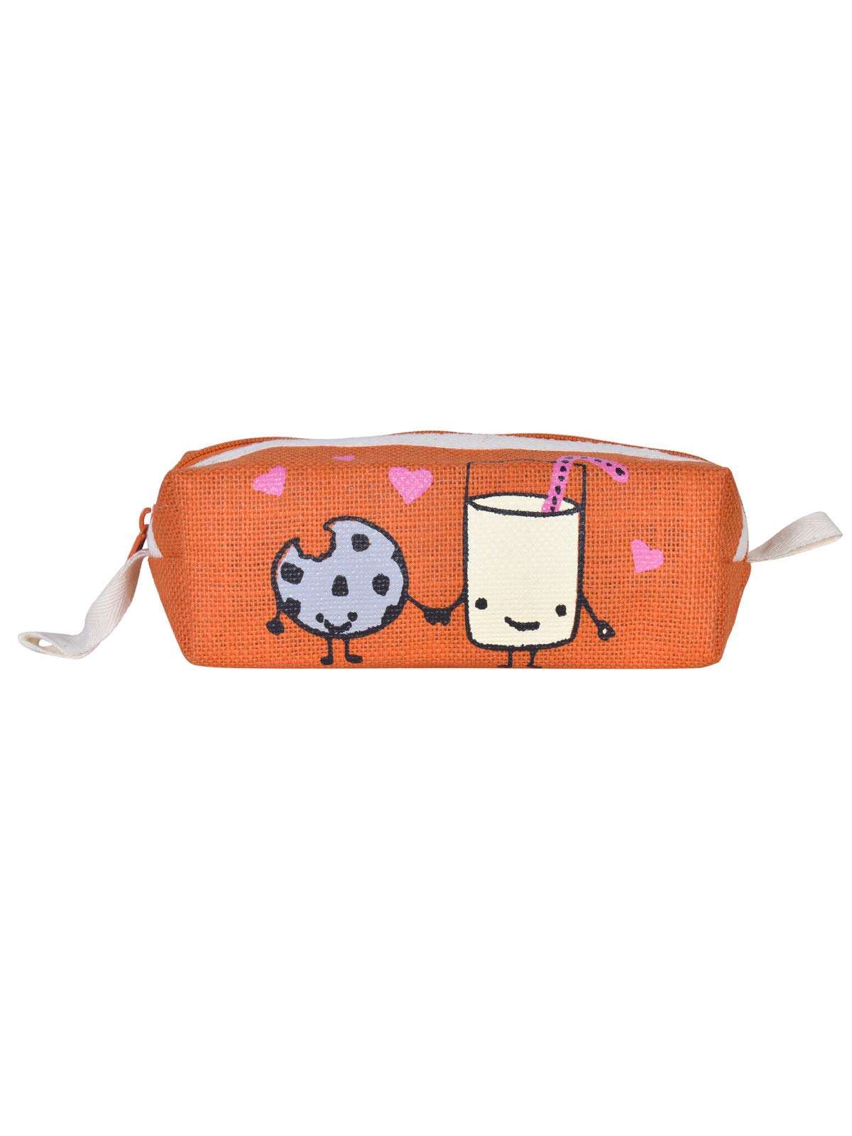 Jute Cottage Multipurpose Jute Pouch for Women and Men | Jute Pencil Pouch | Jute Travel Organiser | Jute Cosmetic Pouch | Jute Printed Pouch | Milk and Cookie Print | Orange (B07H2W3TXZ) Amazon Price History, Amazon Price Tracker
