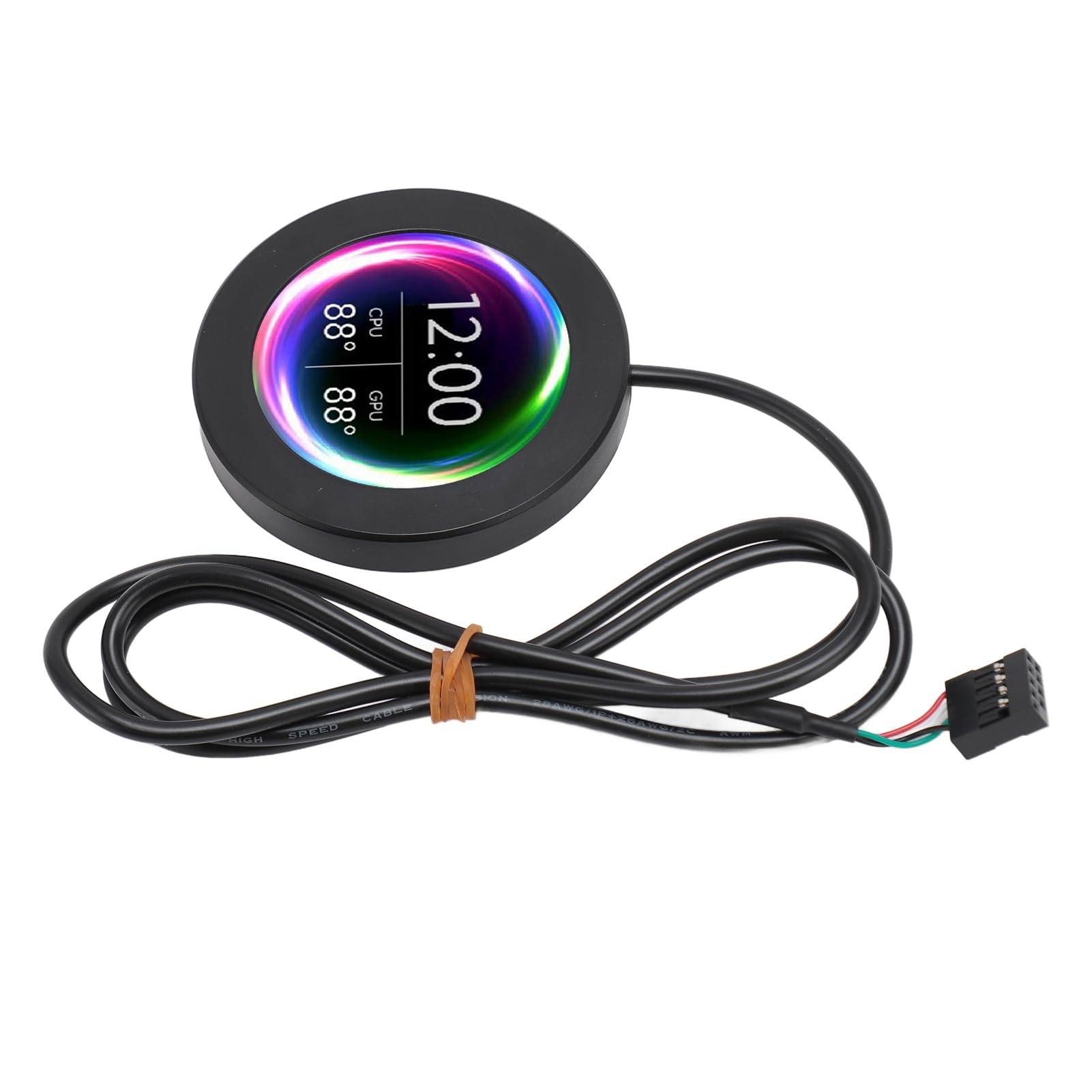 Monitor Rotondo per Temperatura PC AIO Kit di Aggiornamento Retroilluminazione Ultraluminosa per Sistemi di Raffreddamento Ad Acqua PC per Appassionati ABS, Display LCD con Dispositivo di