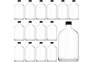 Tebery 15 Pack Flat Glass Bottle