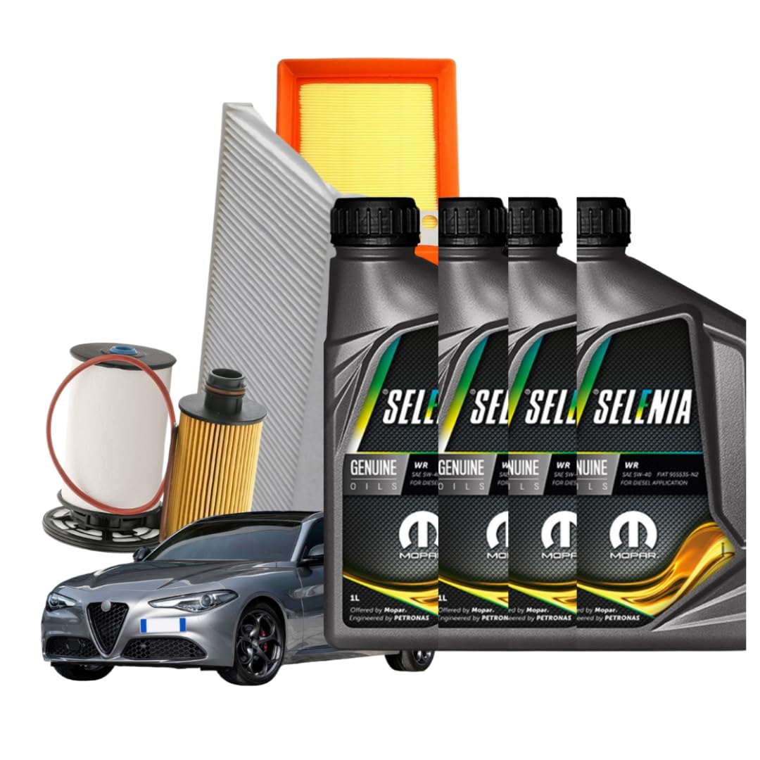 KIT TAGLIANDO 4 FILTRI + 4LT OLIO SELENIA 0W30 COMPATIBILE CON ALFA ROMEO GIULIA 2.2 DIESEL