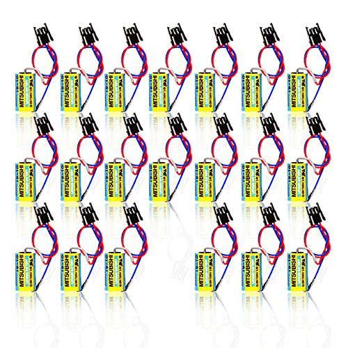 (20PCS) MR-BAT ER17330V 3.6V 1700mAh PLC Replacement Battery with Plug Non-Rechargeable for A6BAT FANUC CNC System Power, 17 * 35mm