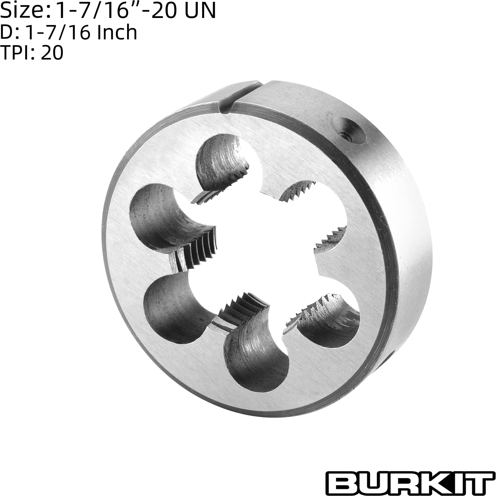 Sourcing Ap 7/16-20 UNF Round Die, Achine Thread Right Hand Threading Die, Alloy Tool Steel - View #2