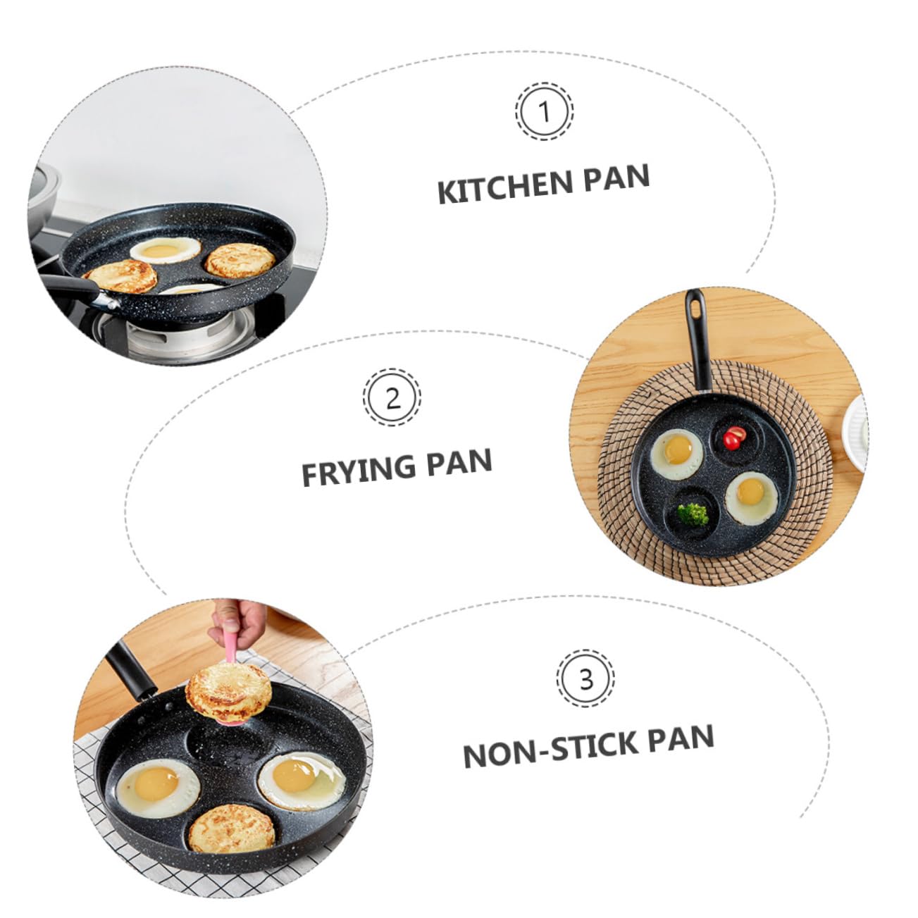 Didiseaon 2 Pezzi Padella Antiaderente per Uova e Frittata Rivestito Pietra Lavica Manico Termoisolante Fondo Induzione Uniforme Multiuso per Cucina Familiare