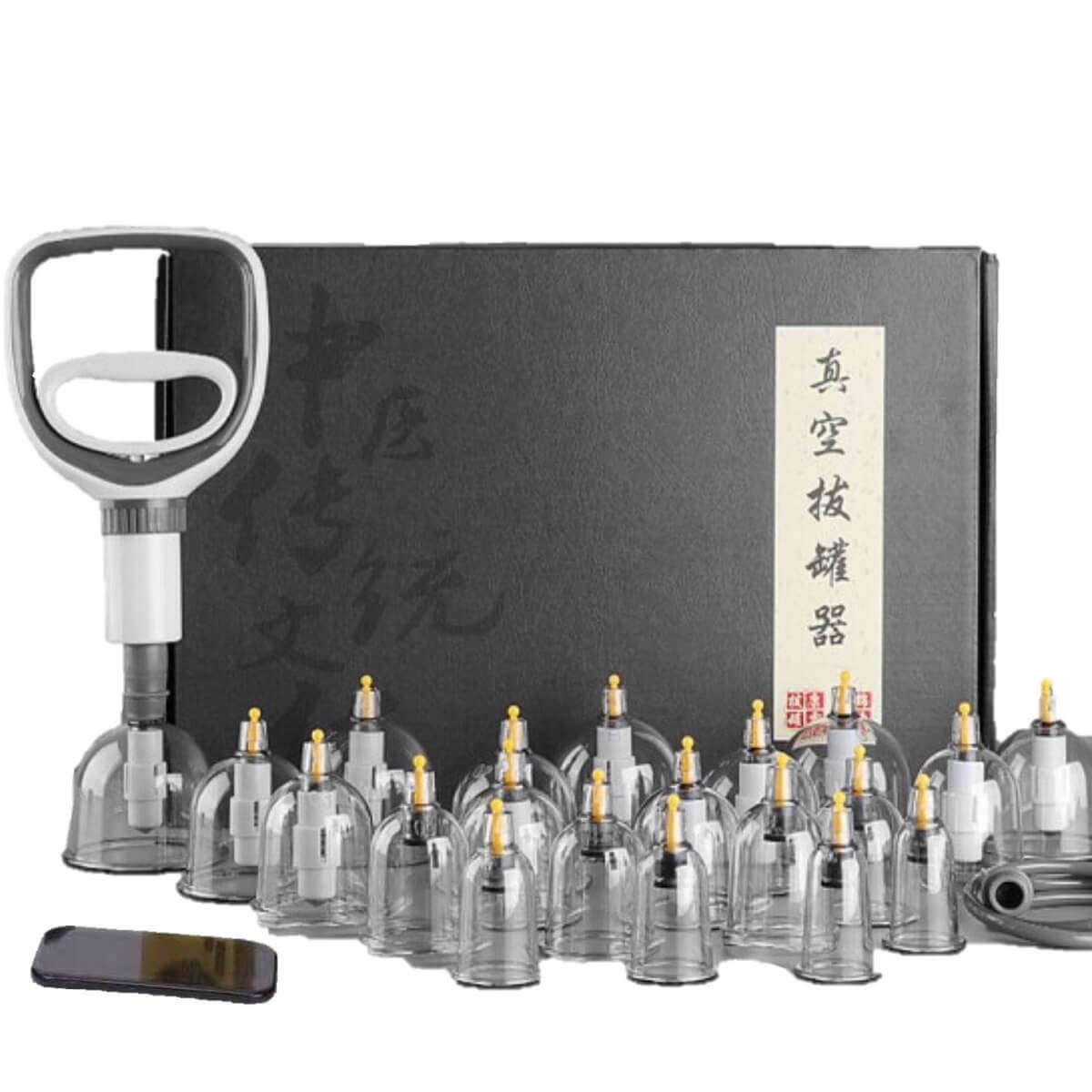 Professional Acupoint Cupping Set, 4th Generation Pump Gun & Cups (24 Cups)