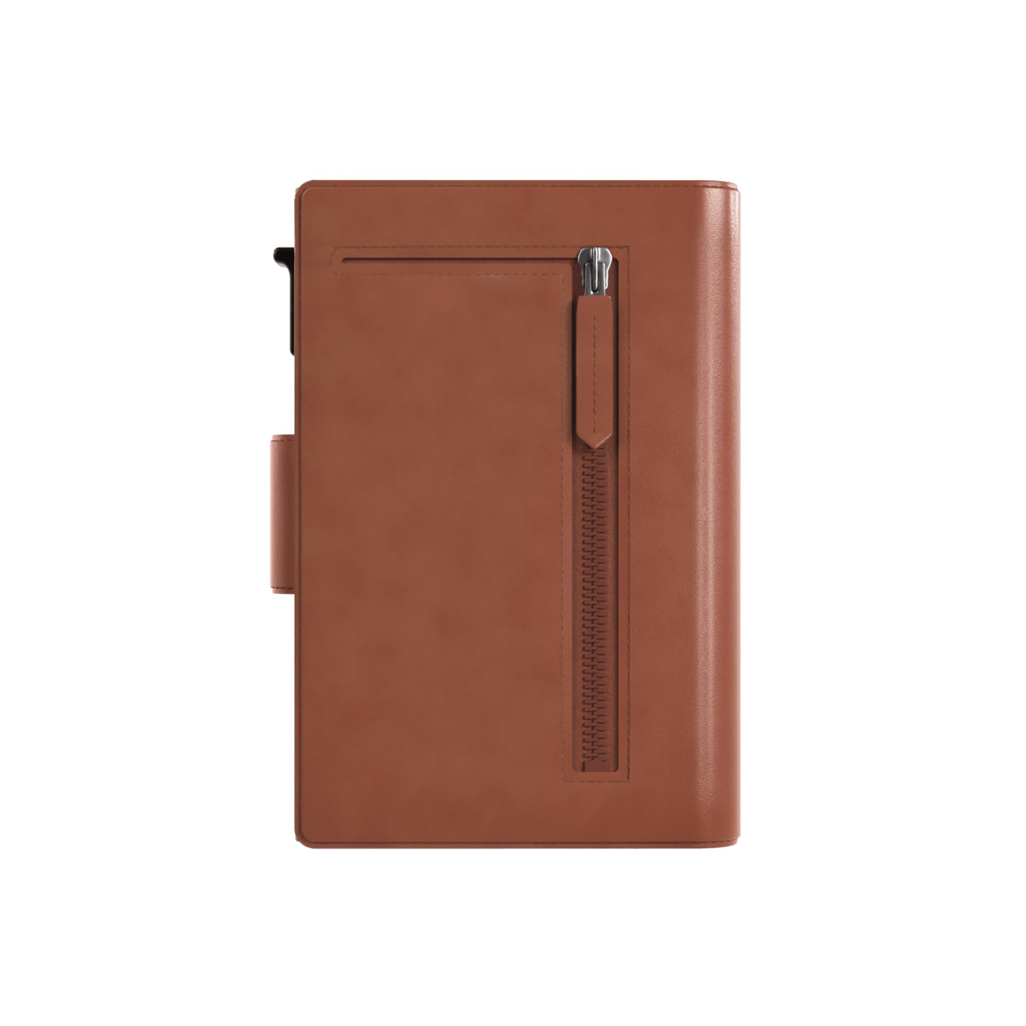 Plus - Portacarte - 8 carte, banconote e monete - Portacarte con cerniera - RFID - Piccolo porta carte di credito - Portafoglio elegante (Cognac)