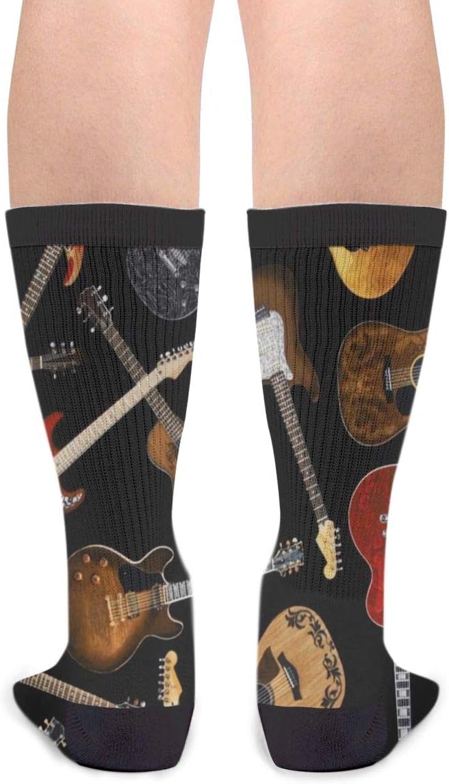 Guitars Black Casual Cool 3D Printed Crazy Funny Colorful Fancy Novelty Graphic Crew Tube Socks - Image 2