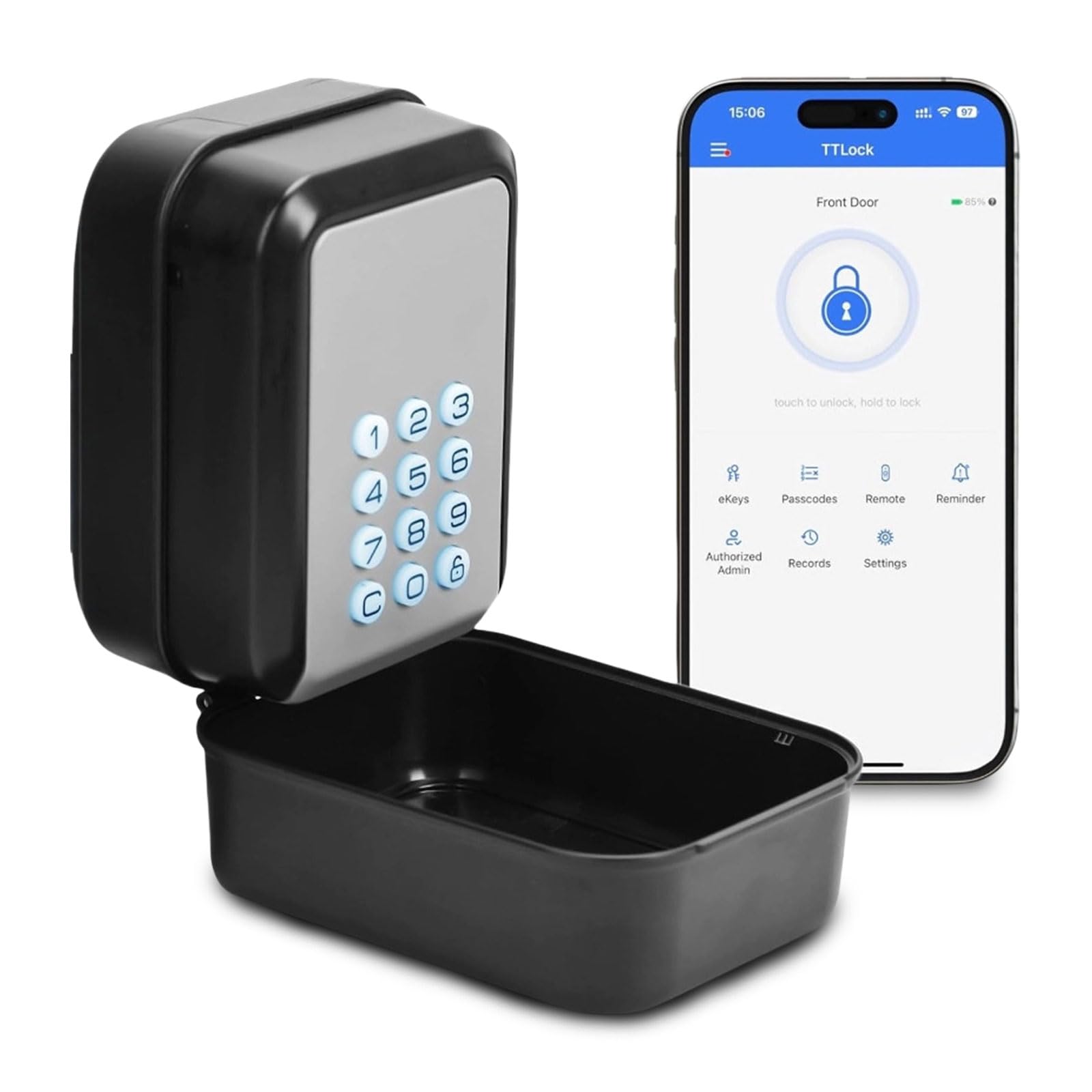 Smart - Caja fuerte para llaves (impermeable, para exteriores) | Bluetooth con código numérico de 6 a 9 dígitos, compatible con aplicación TTLock y código PIN caja fuerte para casa o garaje