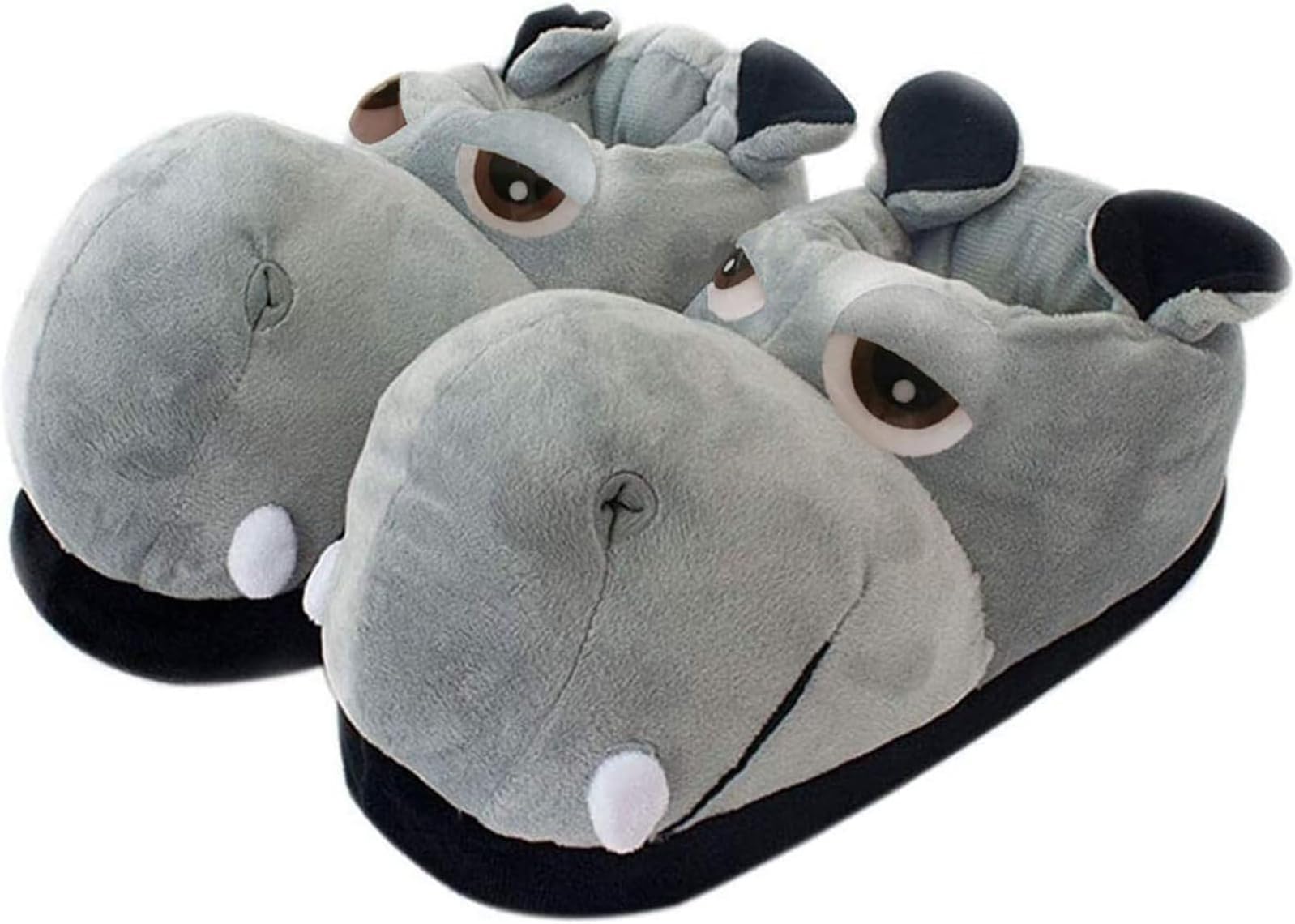 Fluffy Hippo & Elephant Slippers - Oversized Warm House Slippers for Adults | Non-Slip Soft-Sole Indoor Slippers