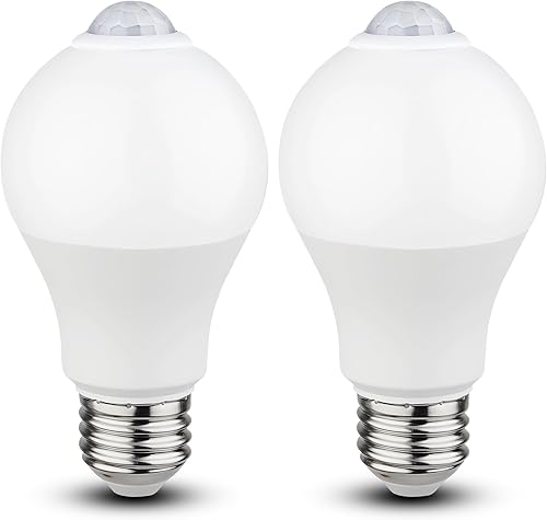 Bombillas con sensor de movimiento – 9 W (equivalente a 60 W) E26 bombilla LED activada por movimiento de 5000 K, luz diurna del atardecer al