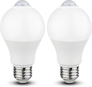 Motion Sensor Light Bulbs - 9W, Dusk to Dawn Sensor, E26 5000K , (2 Pack) | 60W Equivalent Motion Activated LED Light Bulb, Daylight, Auto On Off, Indoor Outdoor for Front Door Porch Basement Closet