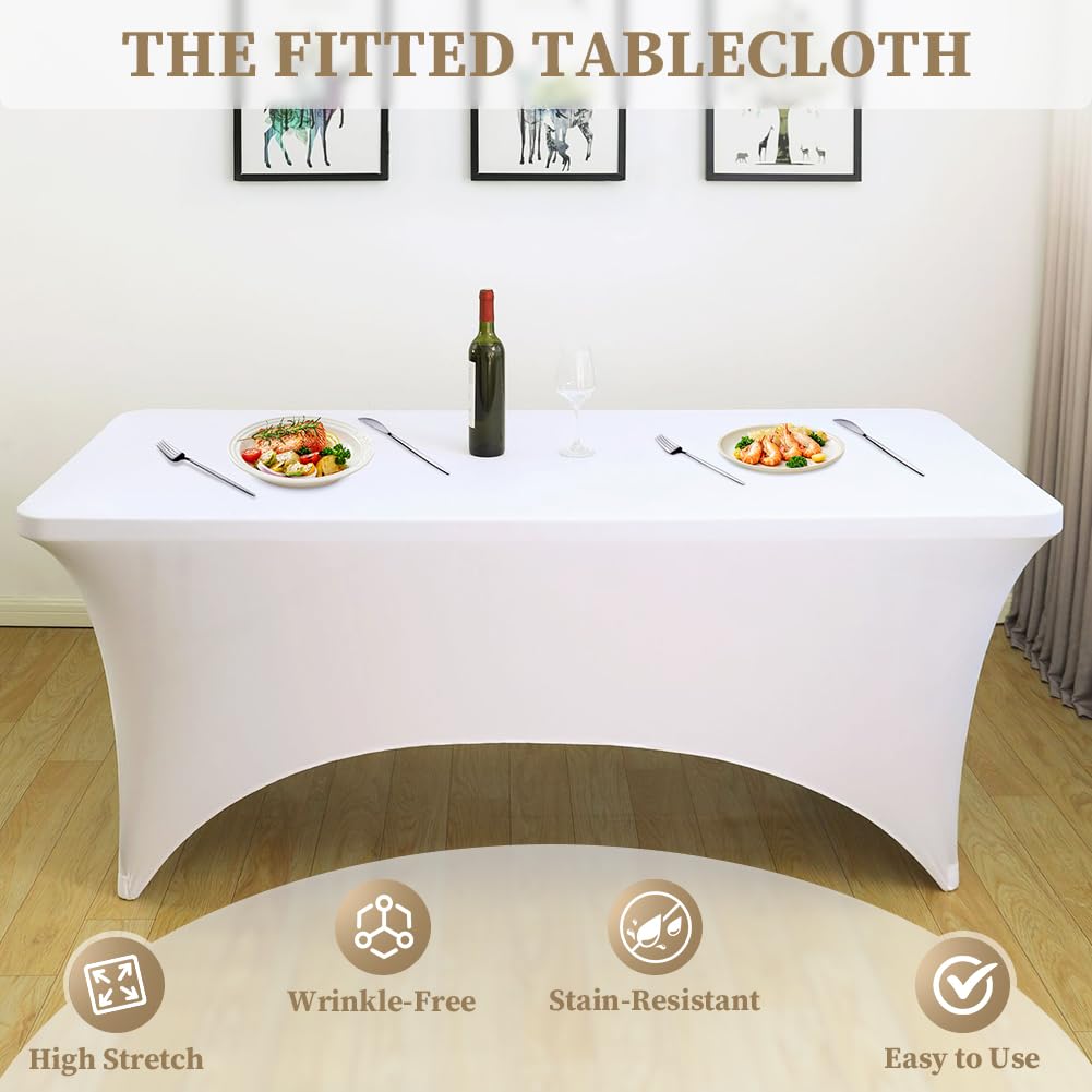 AMFUN 6FT Kitchen Spandex Table Cloth, Stretch Rectangular Table Cloth,Tight - Image 3
