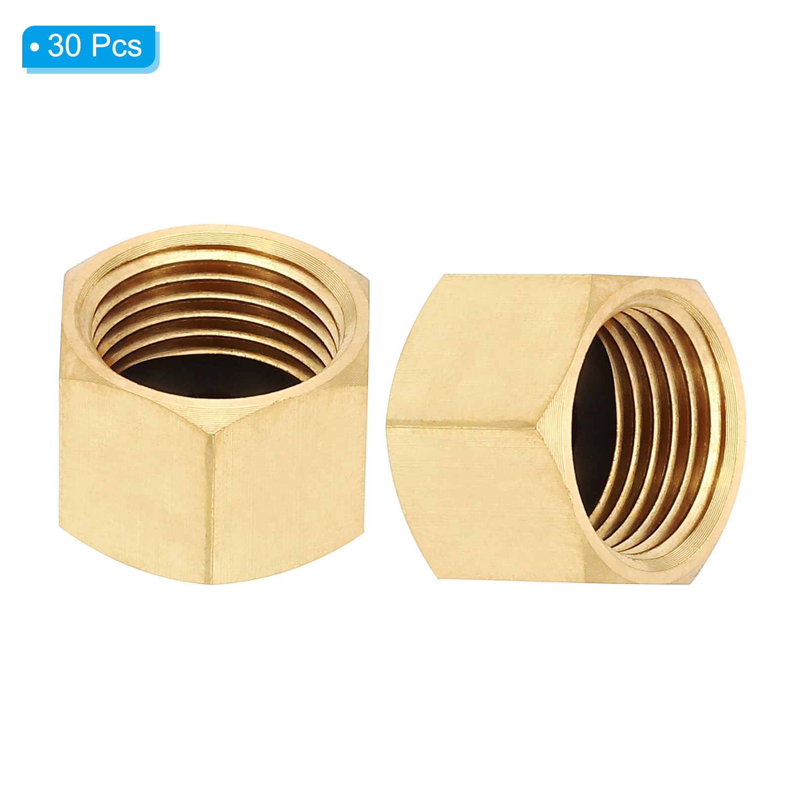 PATIKIL Juego De Tapones De Latón Para Tuberías Hembra 3/8" NPT 30Pcs Con Junta De Goma Para Grifos Sistemas De Riego Y Conexiones De Válvulas De Cierre Con Rosca Hexagonal Externa