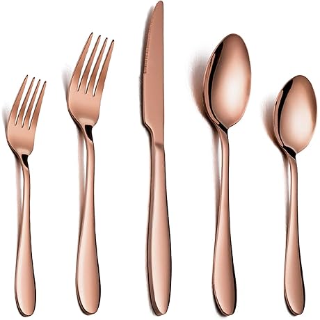E-far Silverware Set 20-Piece Copper Bronze Service for 4