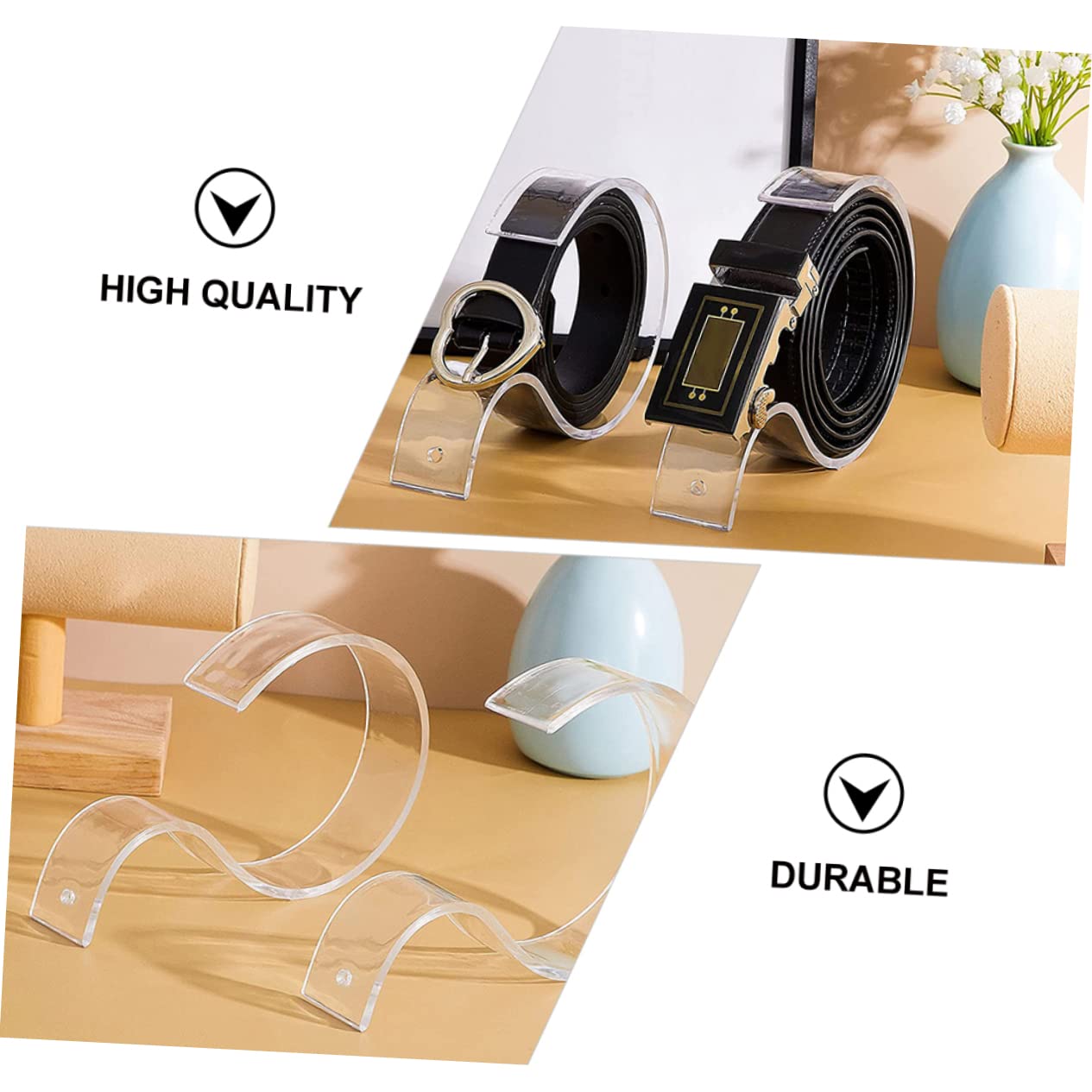 DECHOUS 10Pcs Acrylic Belt Display Stands Transparent Belt Organizer Racks Belt Holder for Showcases Neat Elegant Belt Storage