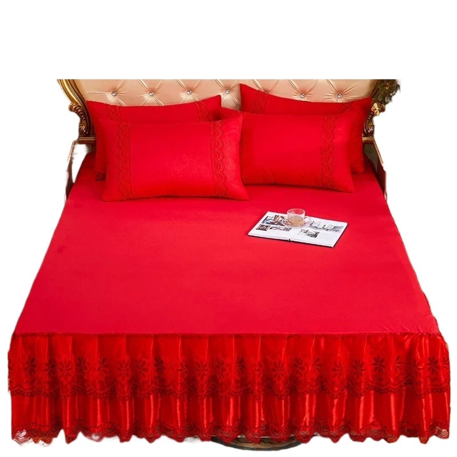 EJvkrbtx Ruffle Wrap Bedspread With Lace Bed Skirt, Solid, No Pillowcase, Multiple Sizes(Color 13,1PC 150x200cm)