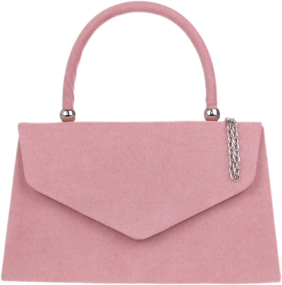 Girly HandBags Top Handle Faux Suede Clutch Bag Grab Holder Womens Handbag
