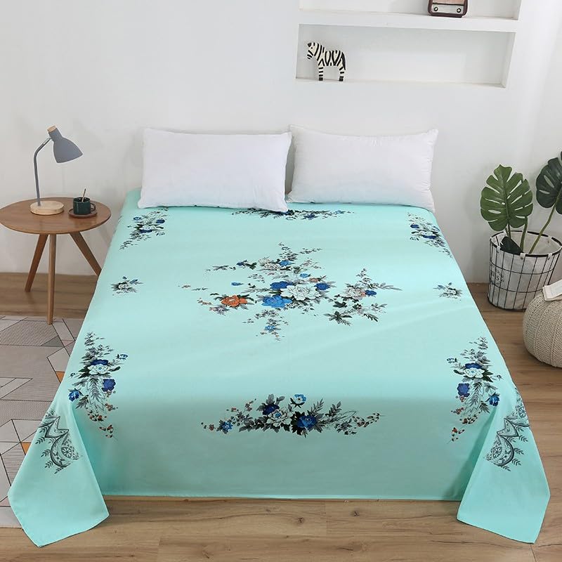 Sabanas Cama De Algodón Antigua, Algodón Puro Engrosado, 1 Sábana Individual De Tela Gruesa, Verde Claro, 230X245Cm