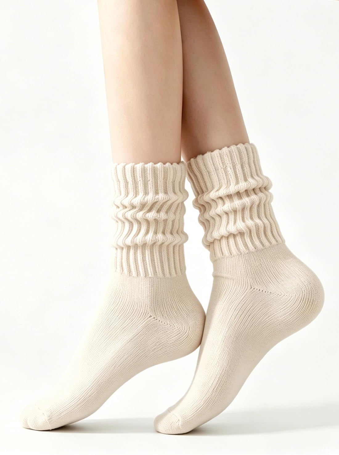 Yanlan Women's Crew Slouch Socks Retro Scrunch Soft Solid Ankle Socks Size 5-11 Gift for Women