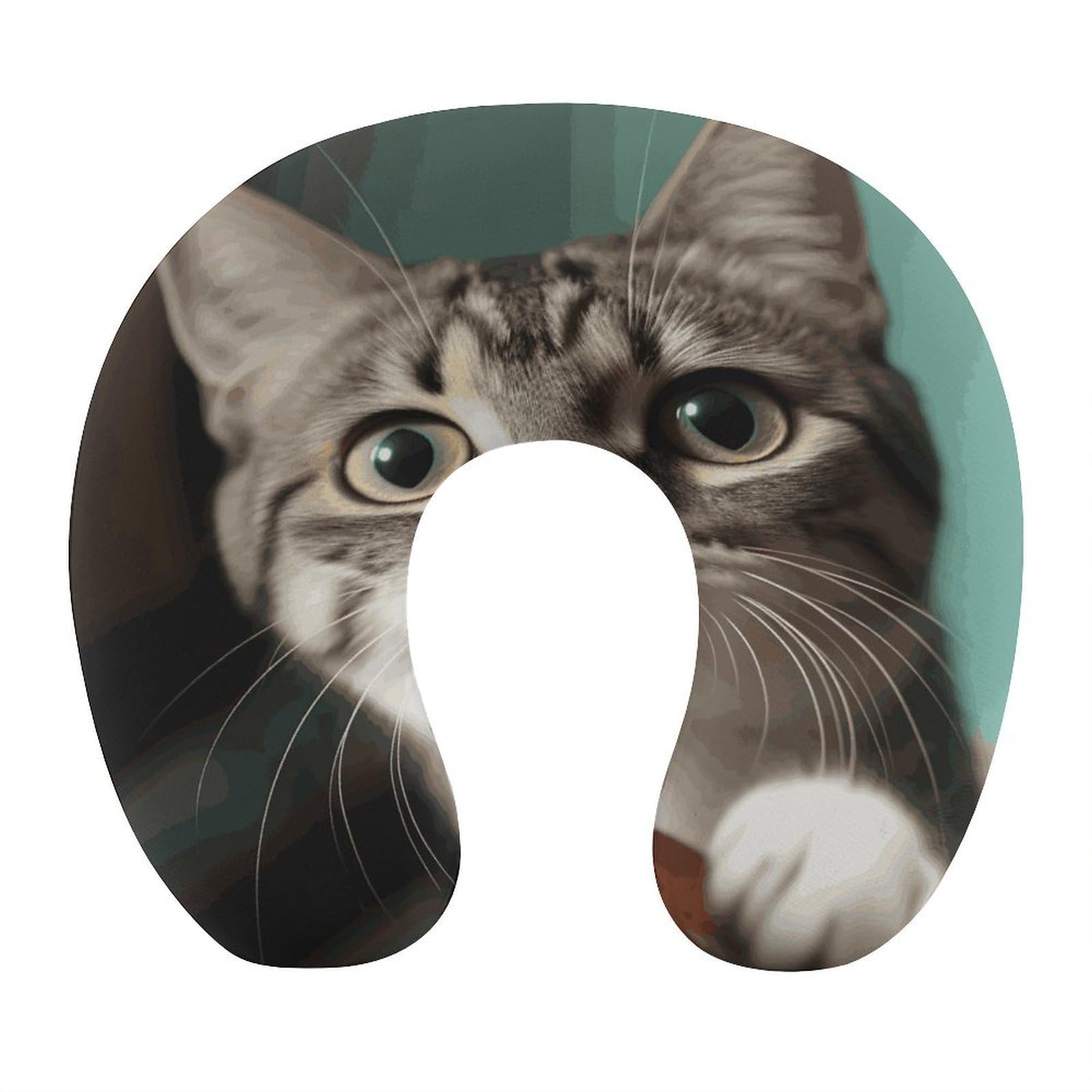 Btcowzrv Style A Curious Cat U Shaped Neck Pillow Travel Pillows