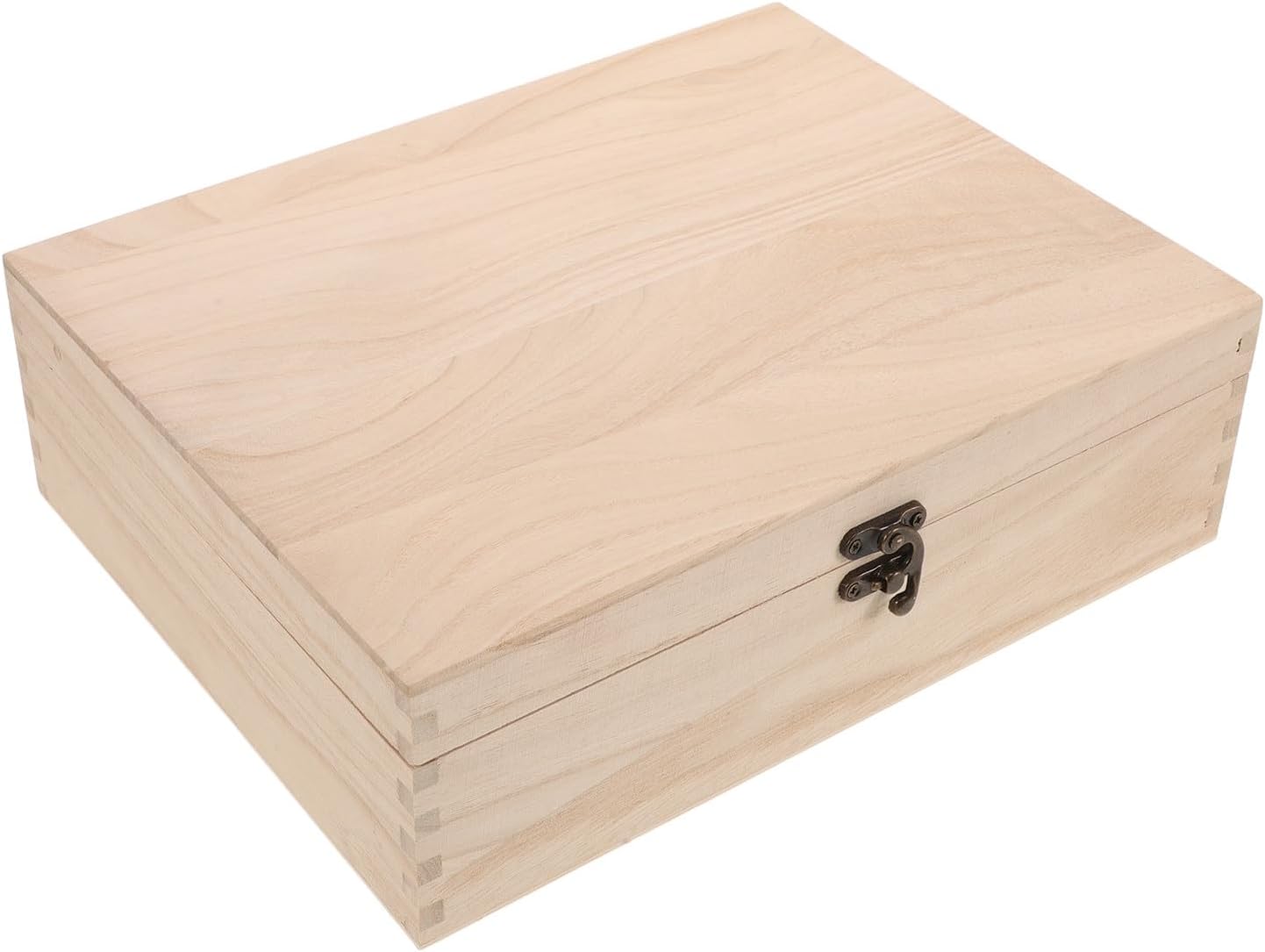 Alipis Wooden Jewelry Box with Lid Large Capacity DIY Unfinished Trinket Storage Case for Necklaces Earrings Home and Travel Organizer